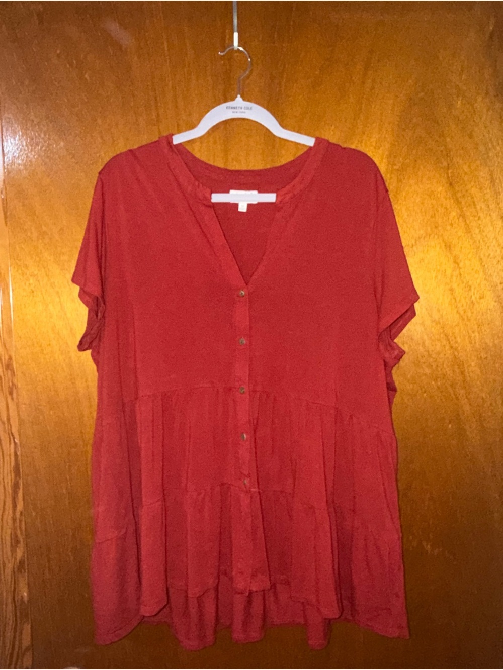 Wonderly Rust Red Tiered Button-Front Tunic